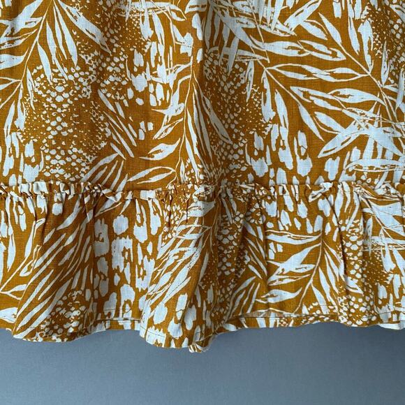 Christian Siriano sz S gold 100% linen‎ boho mini skirt - Picture 3 of 8